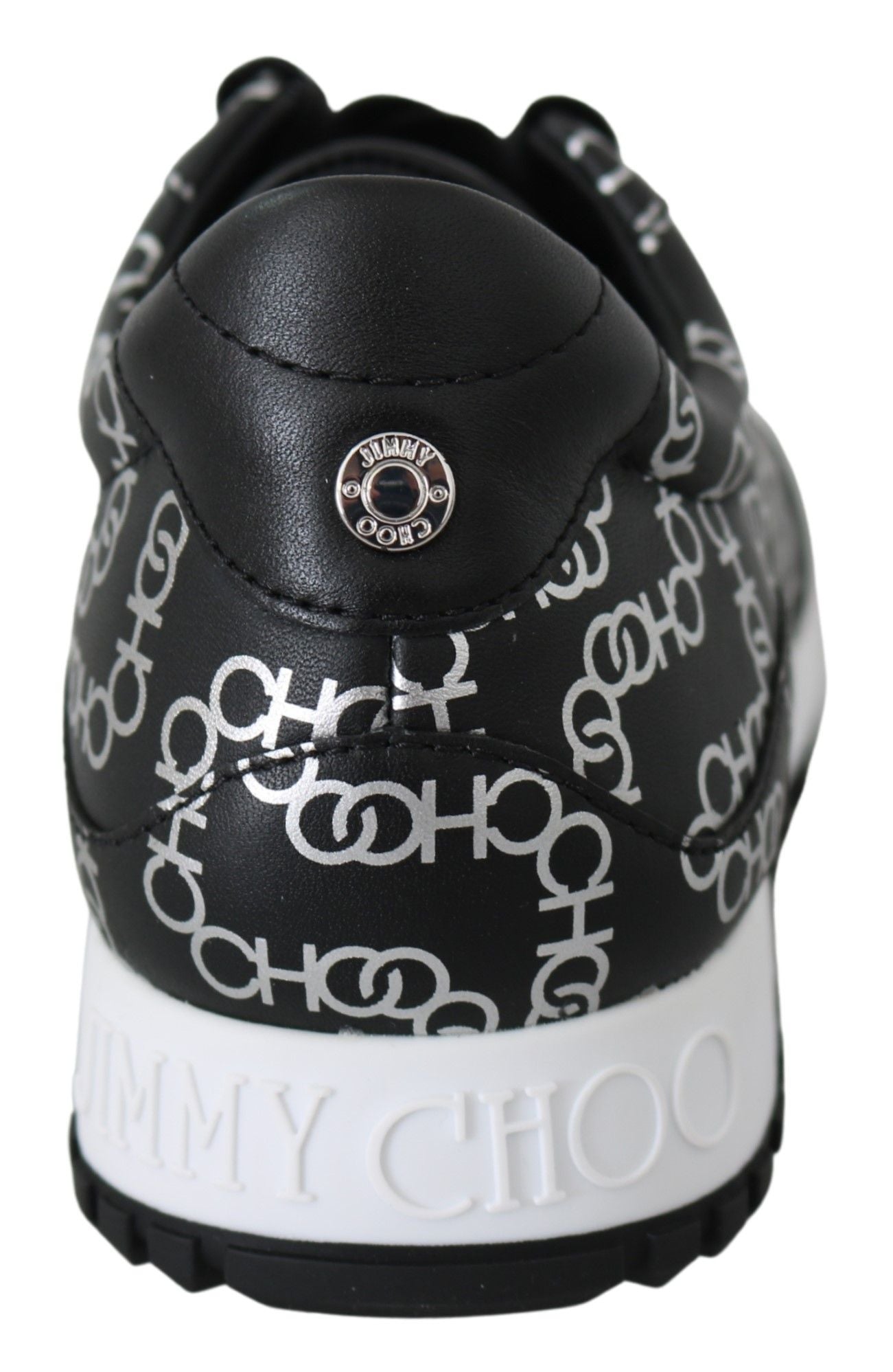 Jimmy Choo Elegant Black & Silver Leather Sneakers LUNESCAPE