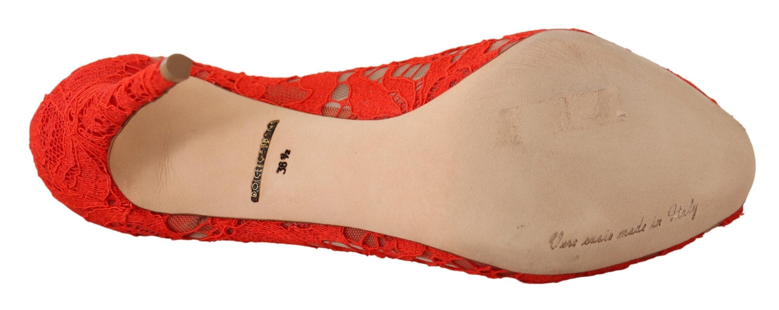 Dolce & Gabbana Red Taormina Lace Crystal Heels Pumps LUNESCAPE