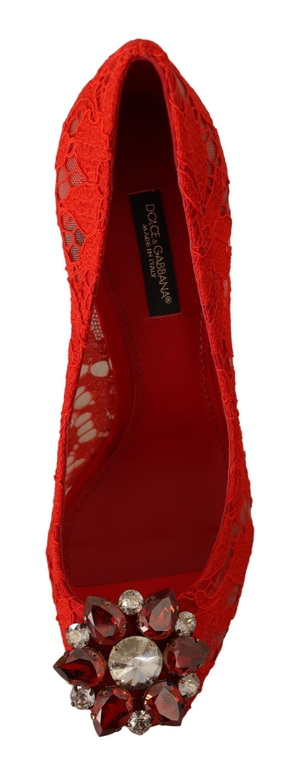 Dolce & Gabbana Red Taormina Lace Crystal Heels Pumps LUNESCAPE