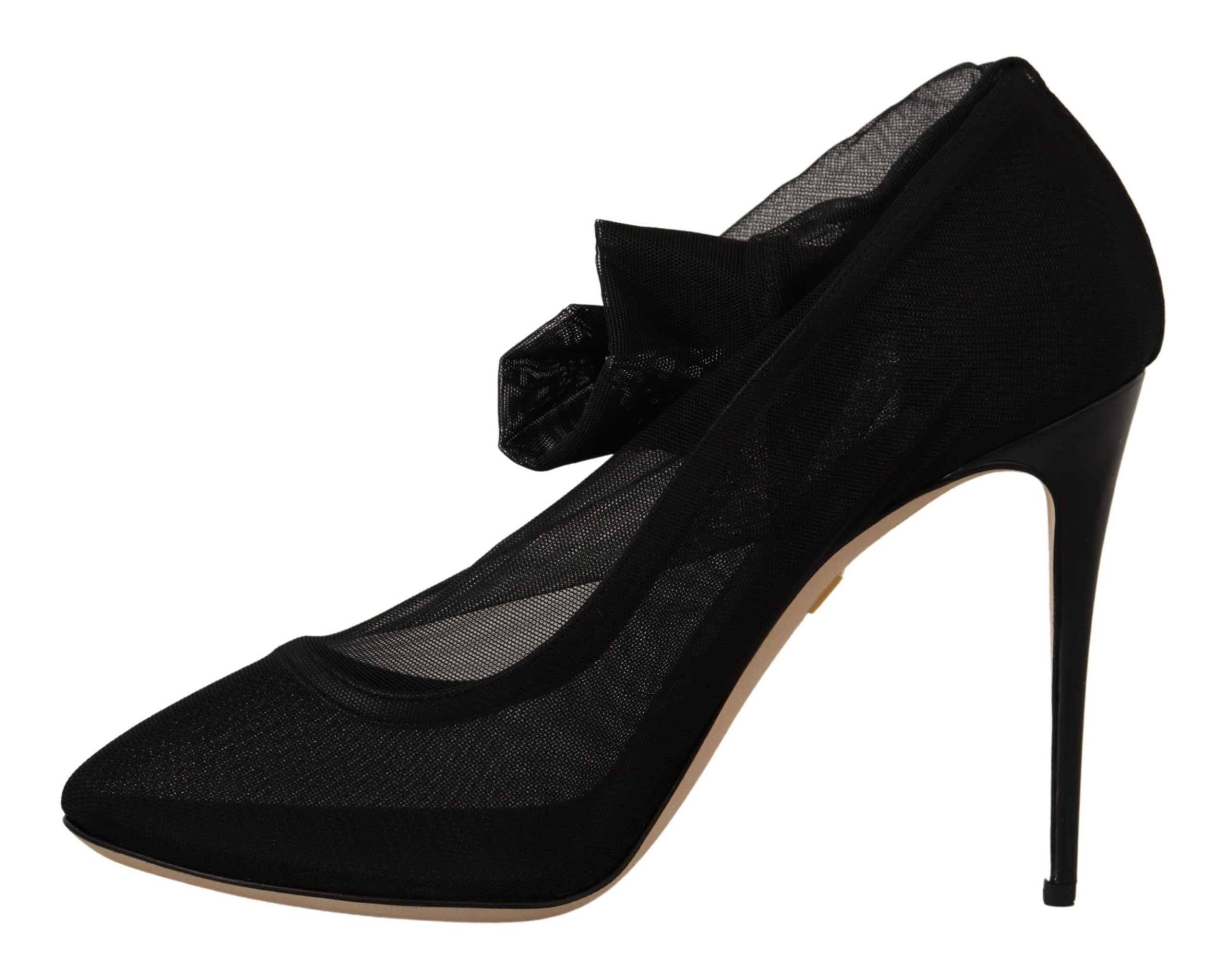 Dolce & Gabbana Black Stretch Tulle Stretch Boots Shoes LUNESCAPE