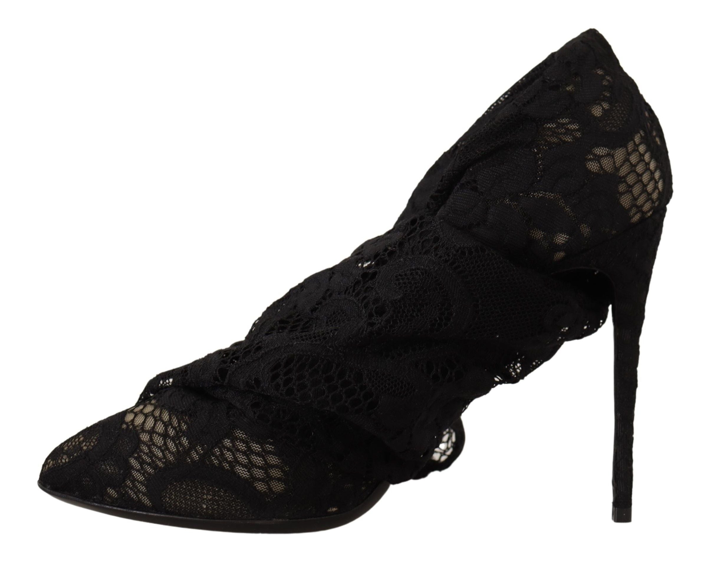 Dolce & Gabbana Black Stretch Socks Taormina Lace Boots Shoes LUNESCAPE