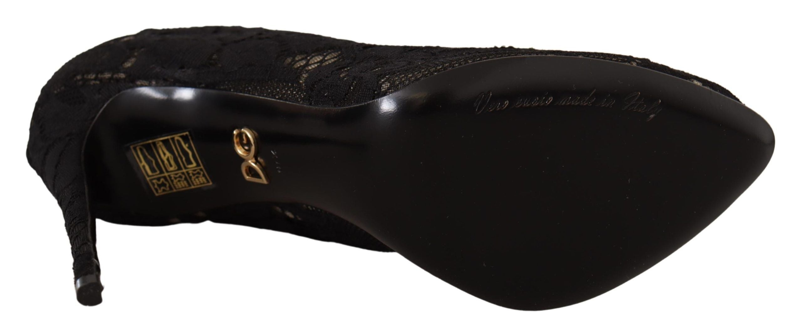 Dolce & Gabbana Black Stretch Socks Taormina Lace Boots Shoes LUNESCAPE