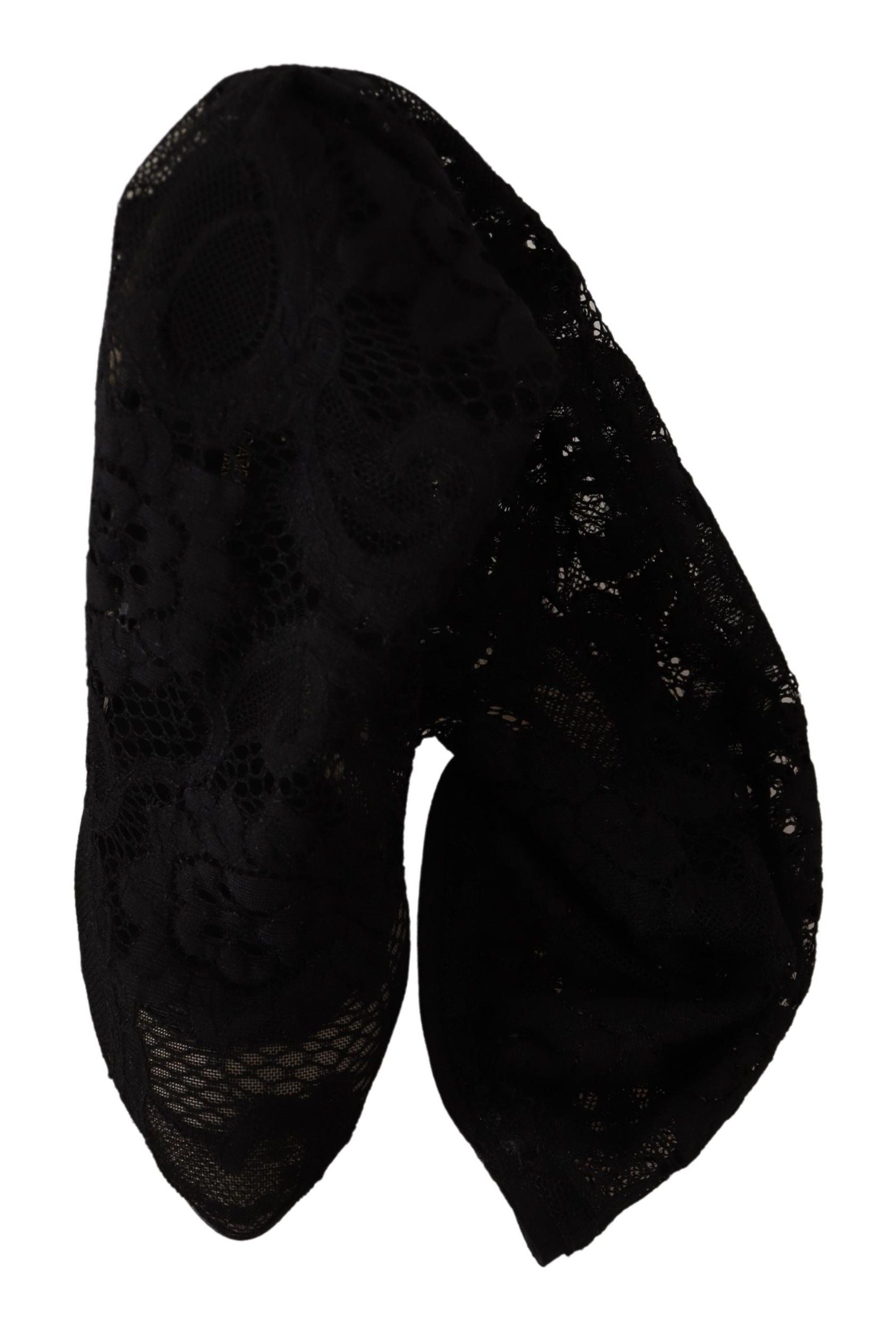 Dolce & Gabbana Black Stretch Socks Taormina Lace Boots Shoes LUNESCAPE
