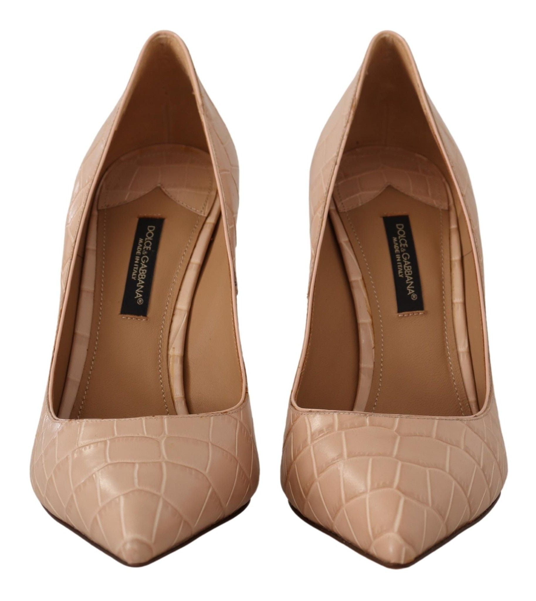 Dolce & Gabbana Beige Leather Bellucci Heels Pumps Shoes LUNESCAPE
