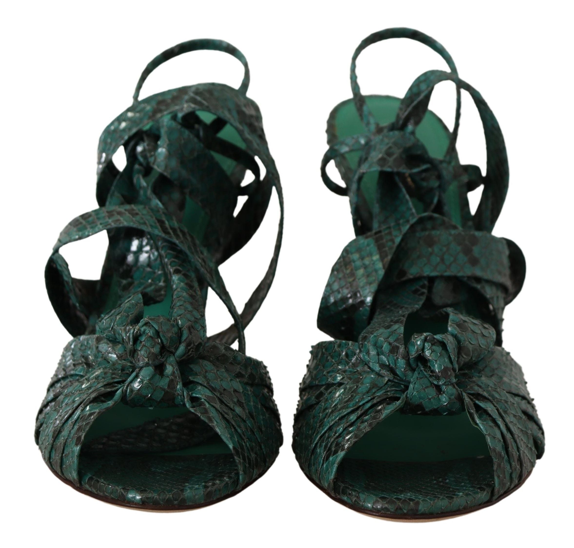 Dolce & Gabbana Green Python Strap Sandals Heels Shoes LUNESCAPE