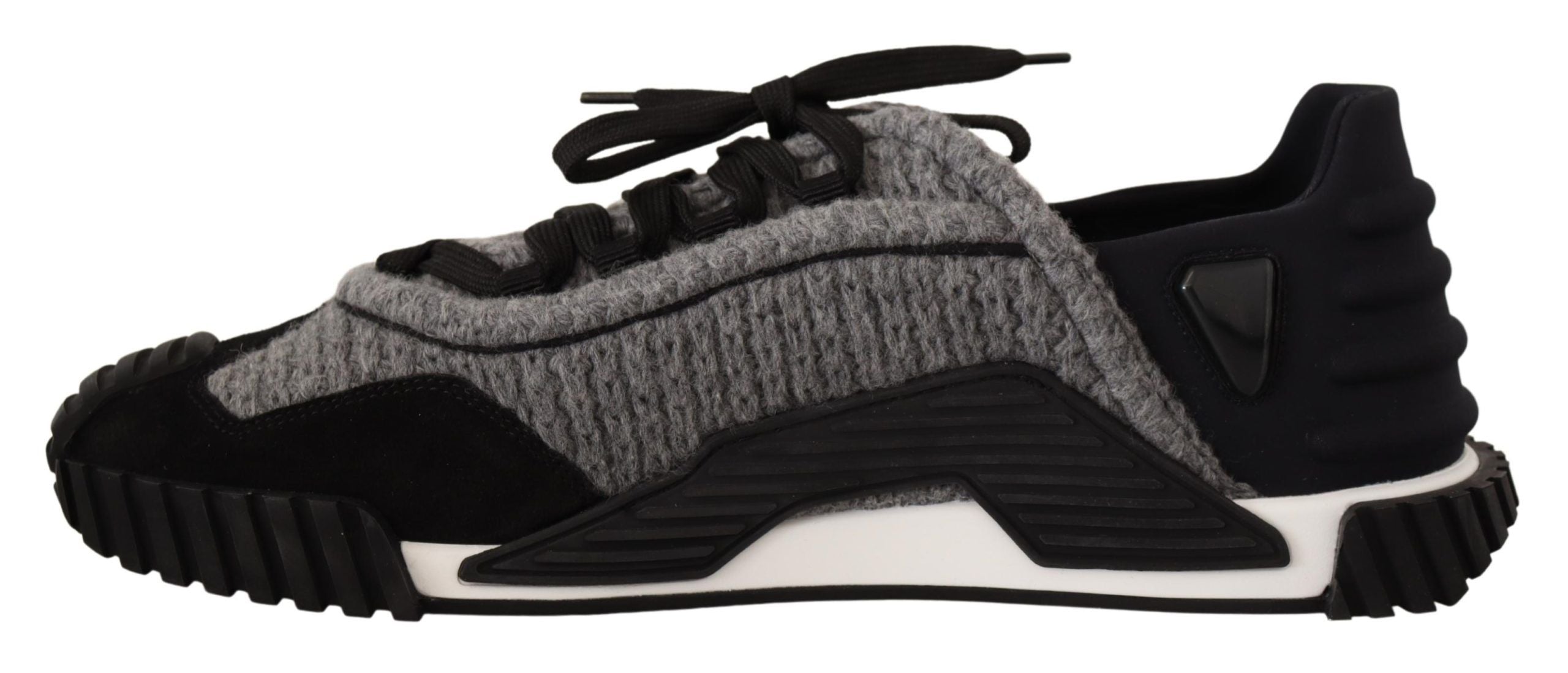 Dolce & Gabbana Black Gray Fabric Lace Up NS1 Sneakers Shoes