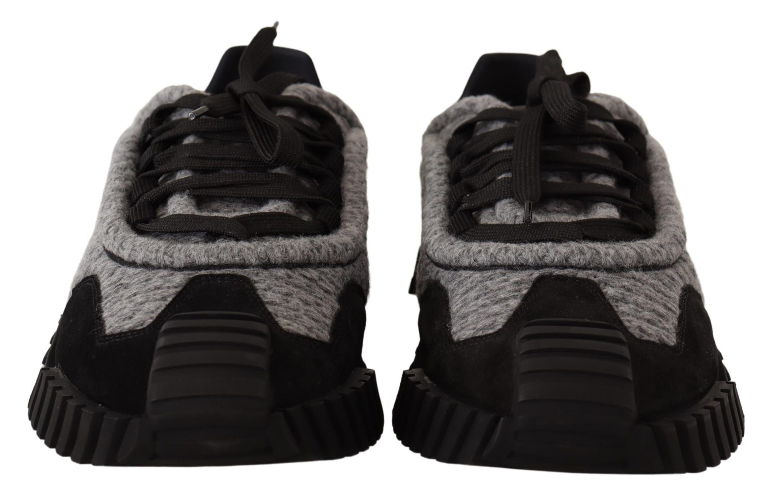 Dolce & Gabbana Black Gray Fabric Lace Up NS1 Sneakers Shoes