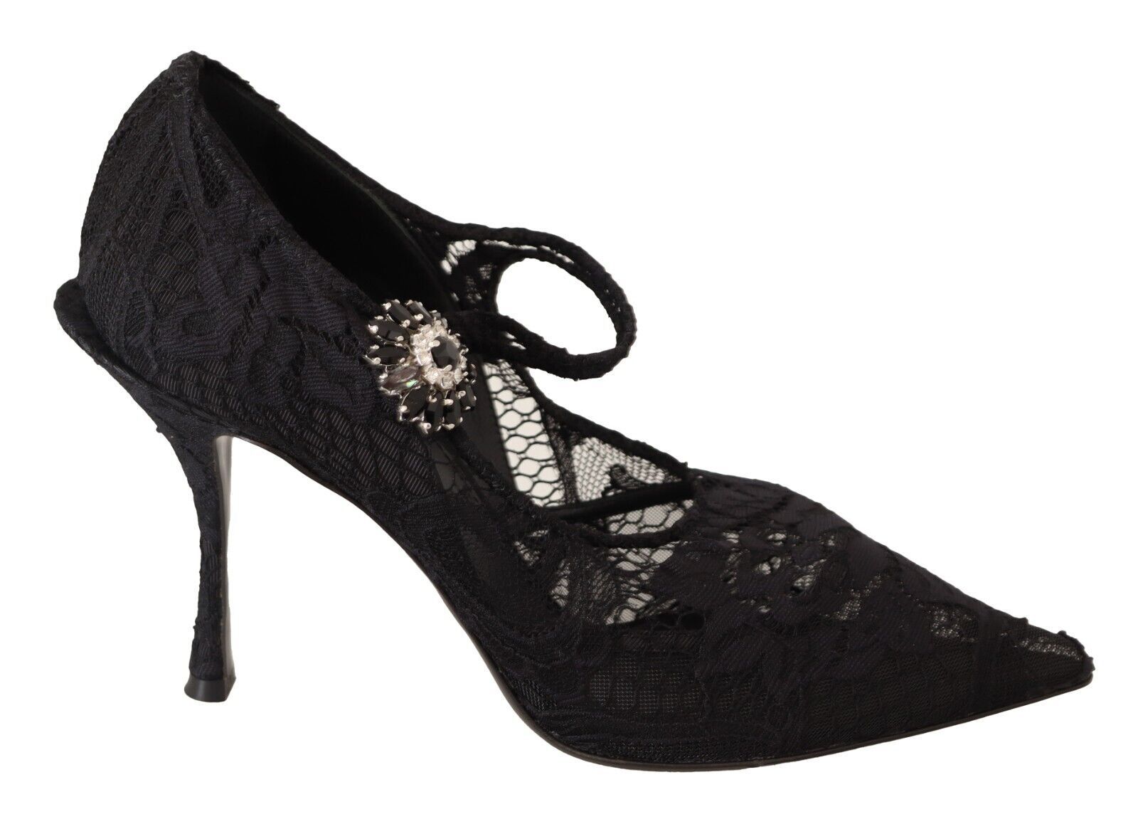 Dolce & Gabbana Black Lace Crystals Heels Mary Jane Pumps Shoes LUNESCAPE