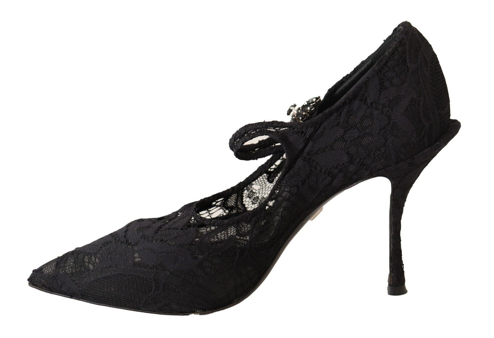 Dolce & Gabbana Black Lace Crystals Heels Mary Jane Pumps Shoes LUNESCAPE