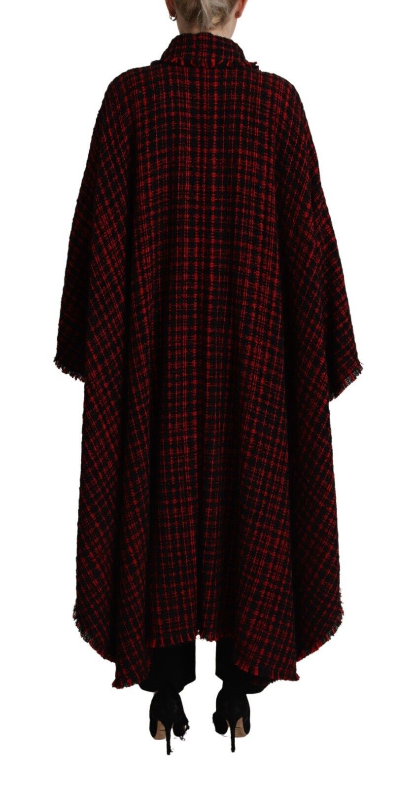 Dolce & Gabbana Black Red Cotton Checkered Over Coat Jacket LUNESCAPE