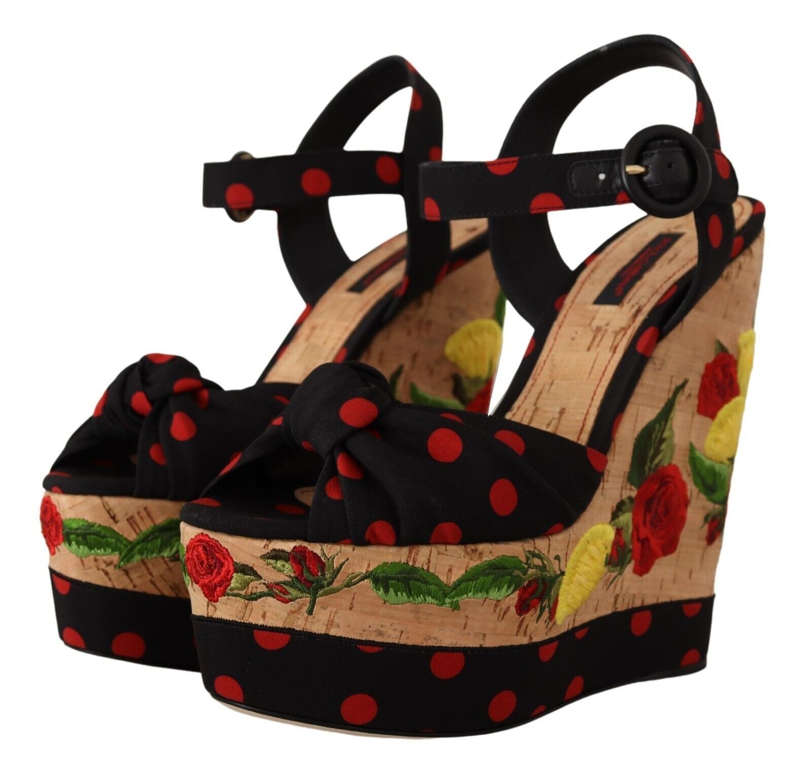Dolce & Gabbana Multicolor Platform Wedges Sandals Charmeuse Shoes LUNESCAPE