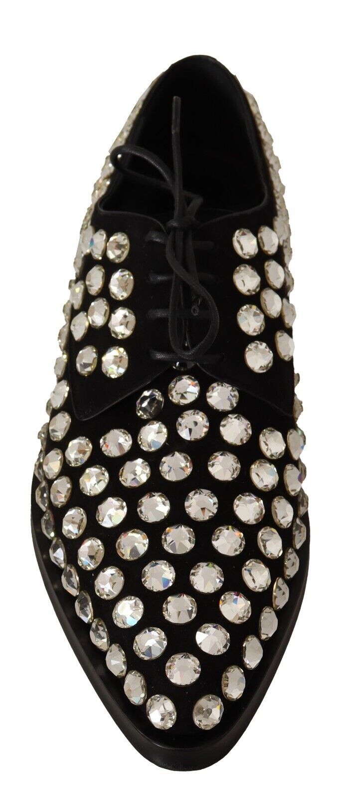 Dolce & Gabbana Black Leather Crystals Lace Up Formal Shoes LUNESCAPE