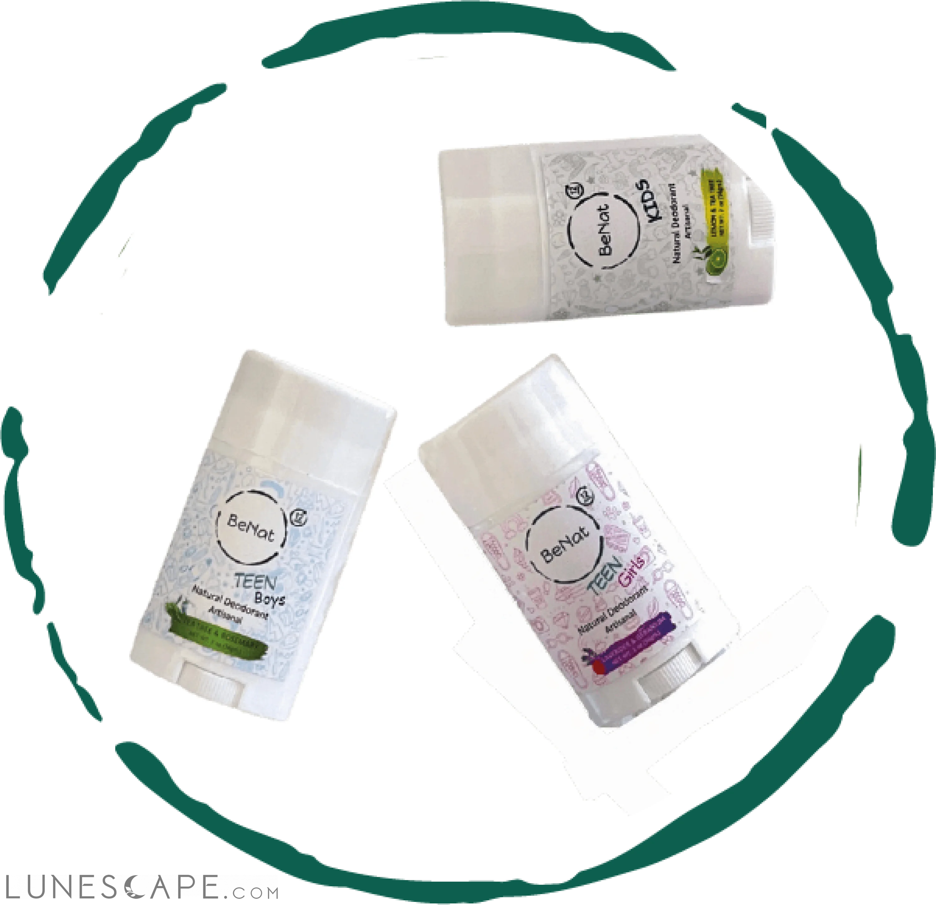 2-Pack all-Natural Deodorants for Kids & Teens LUNESCAPE