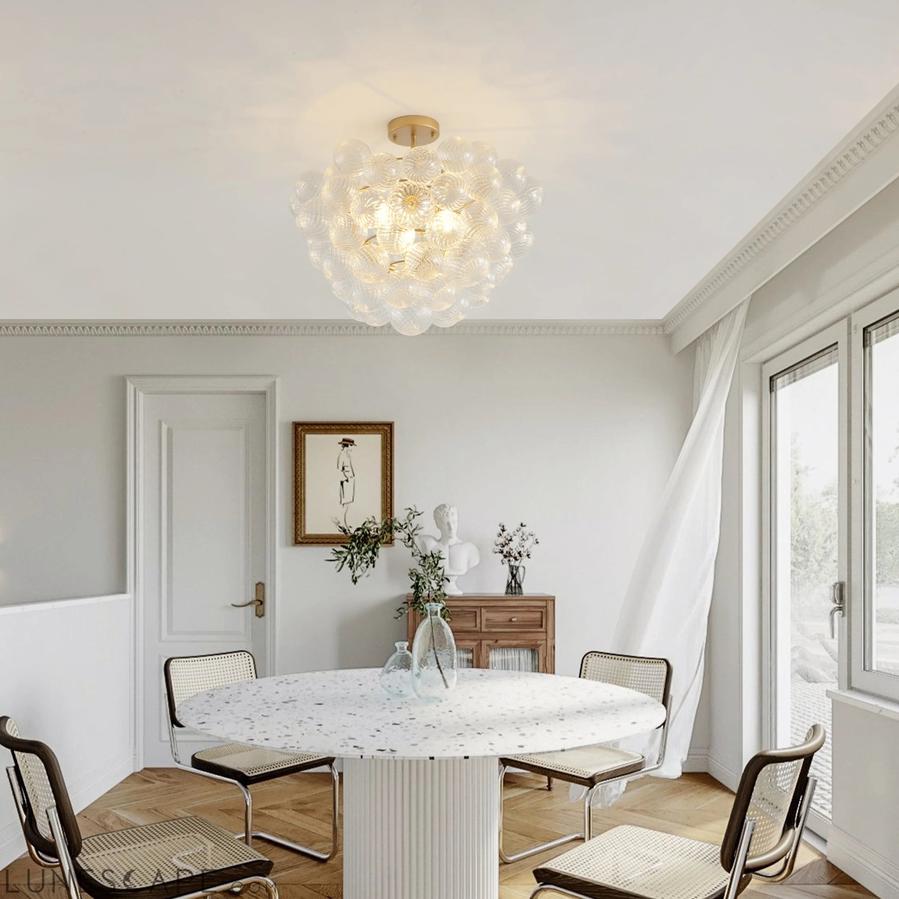 20-Inch Gold Ceiling Pendant Light with Threaded Clear Glass Globe LUNESCAPE