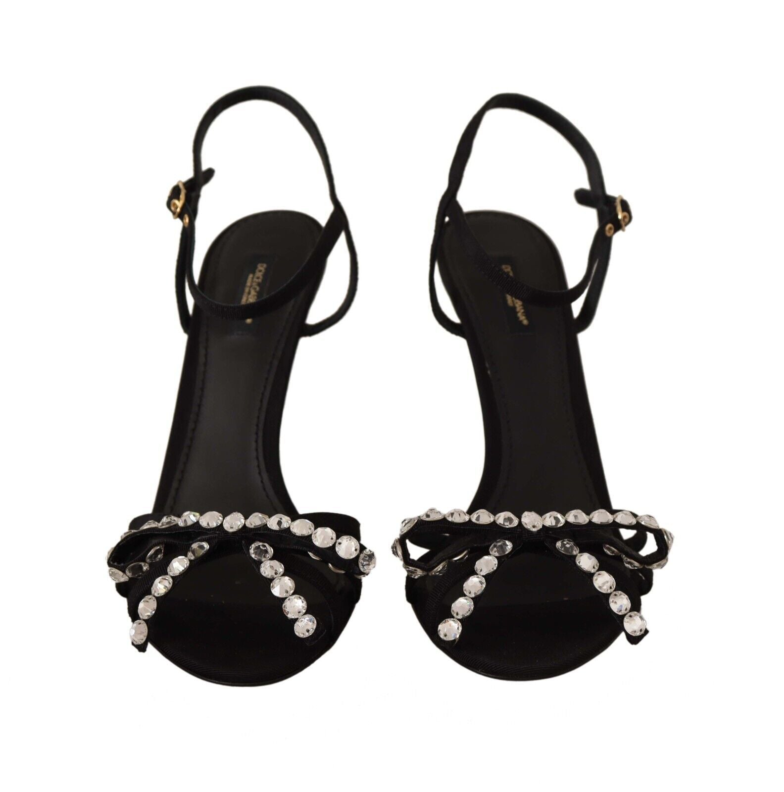 Dolce & Gabbana Black Crystals Ankle Strap Heels Sandals Shoes LUNESCAPE