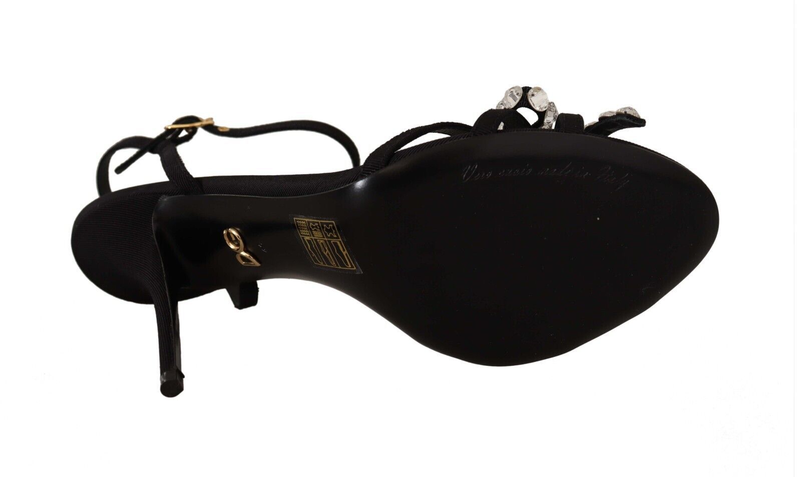 Dolce & Gabbana Black Crystals Ankle Strap Heels Sandals Shoes LUNESCAPE