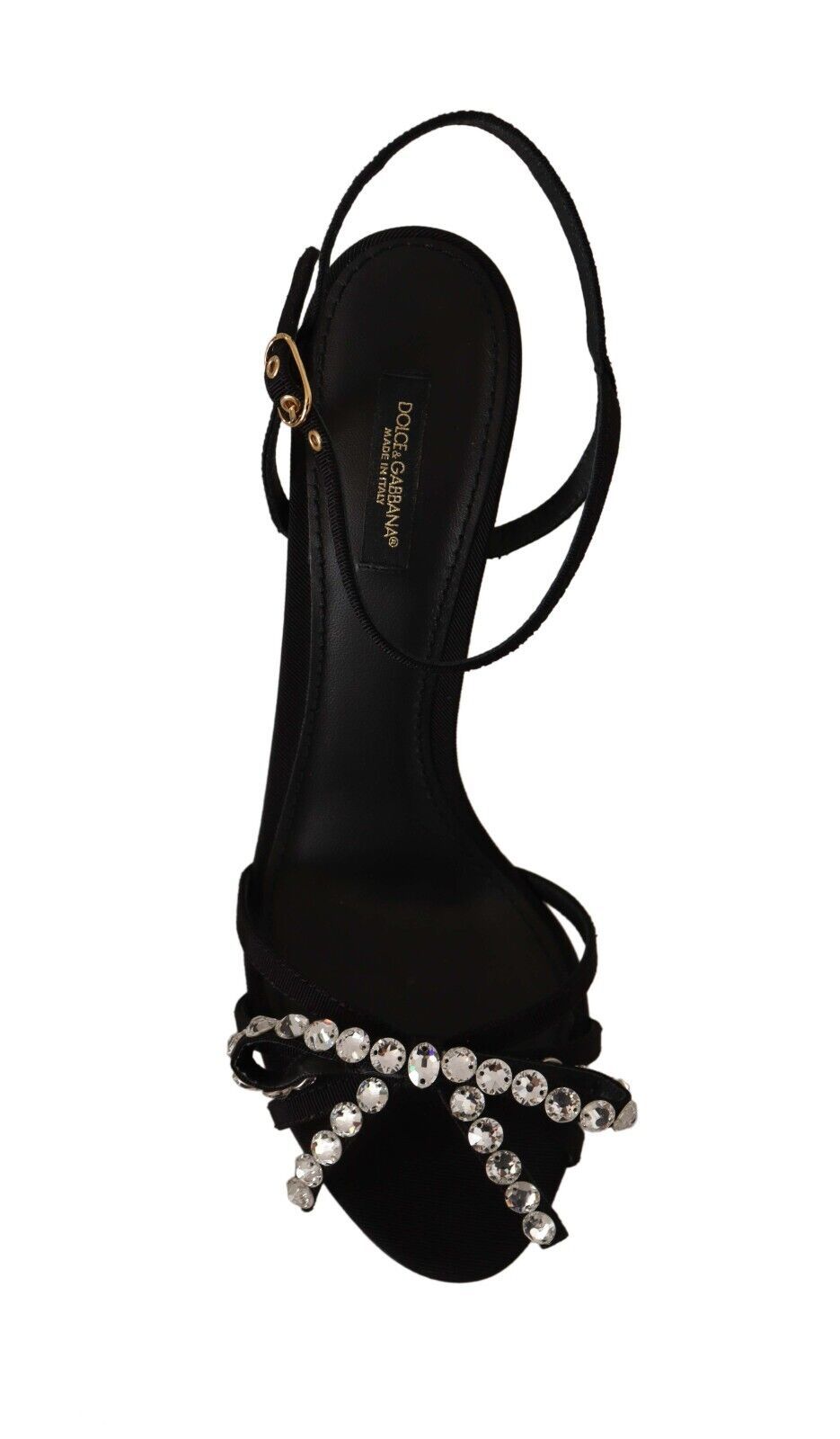 Dolce & Gabbana Black Crystals Ankle Strap Heels Sandals Shoes LUNESCAPE