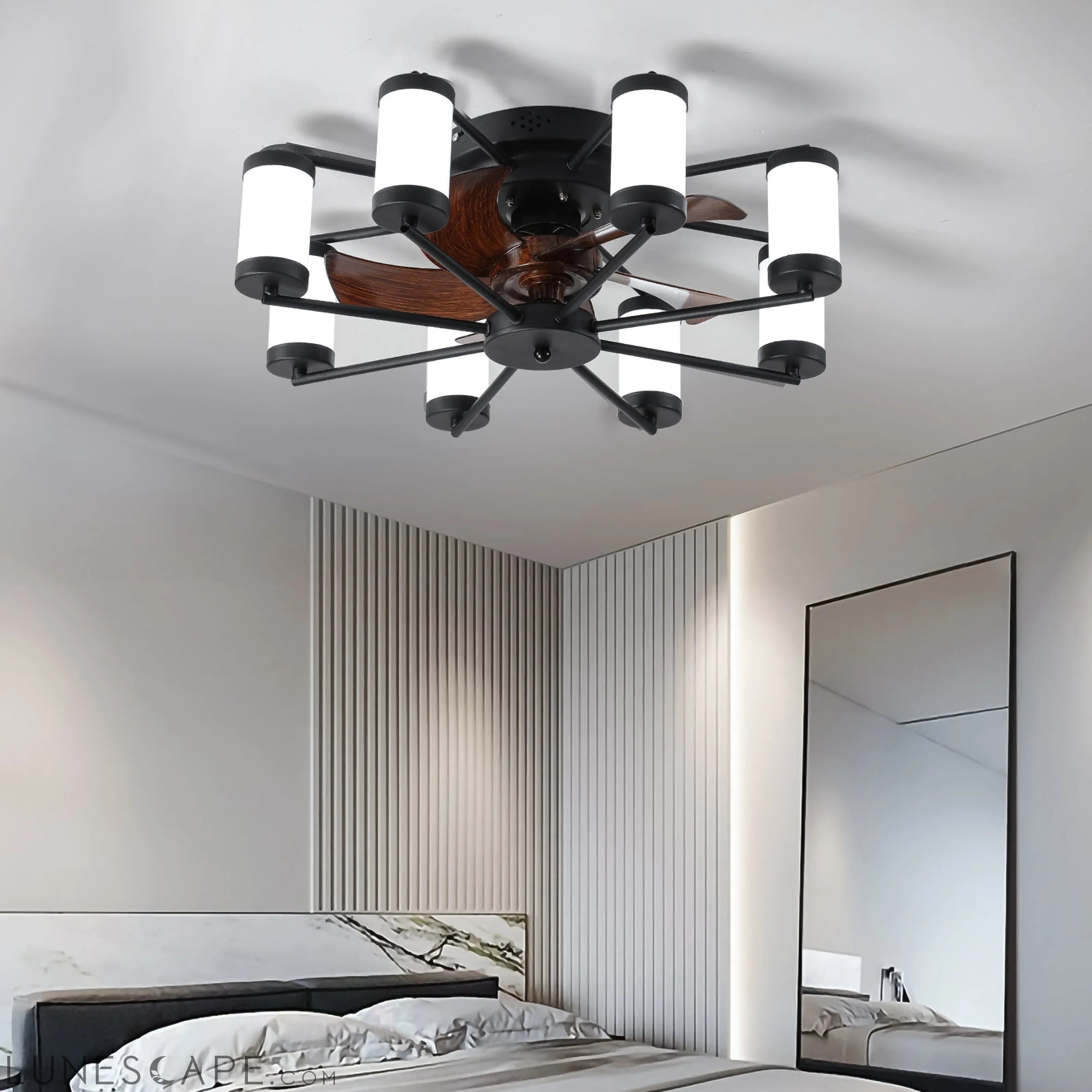 21.7 inch Ceiling Fan Light - Windmill-shaped Flush Mount Ceiling Fan LUNESCAPE