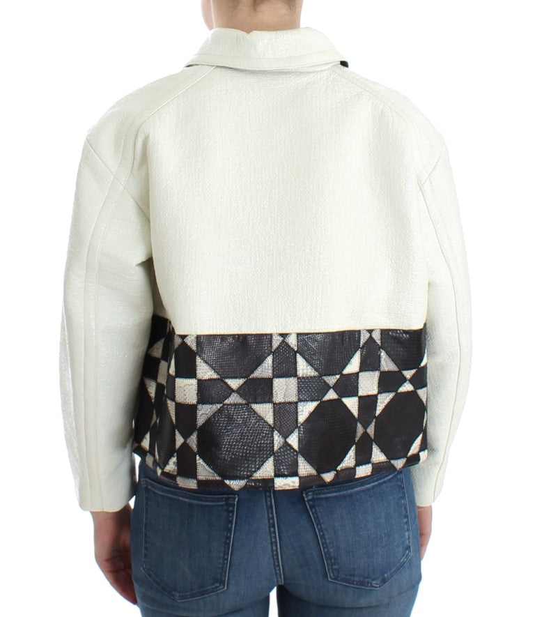 Andrea Pompilio Exclusive Black & White Leather Jacket LUNESCAPE