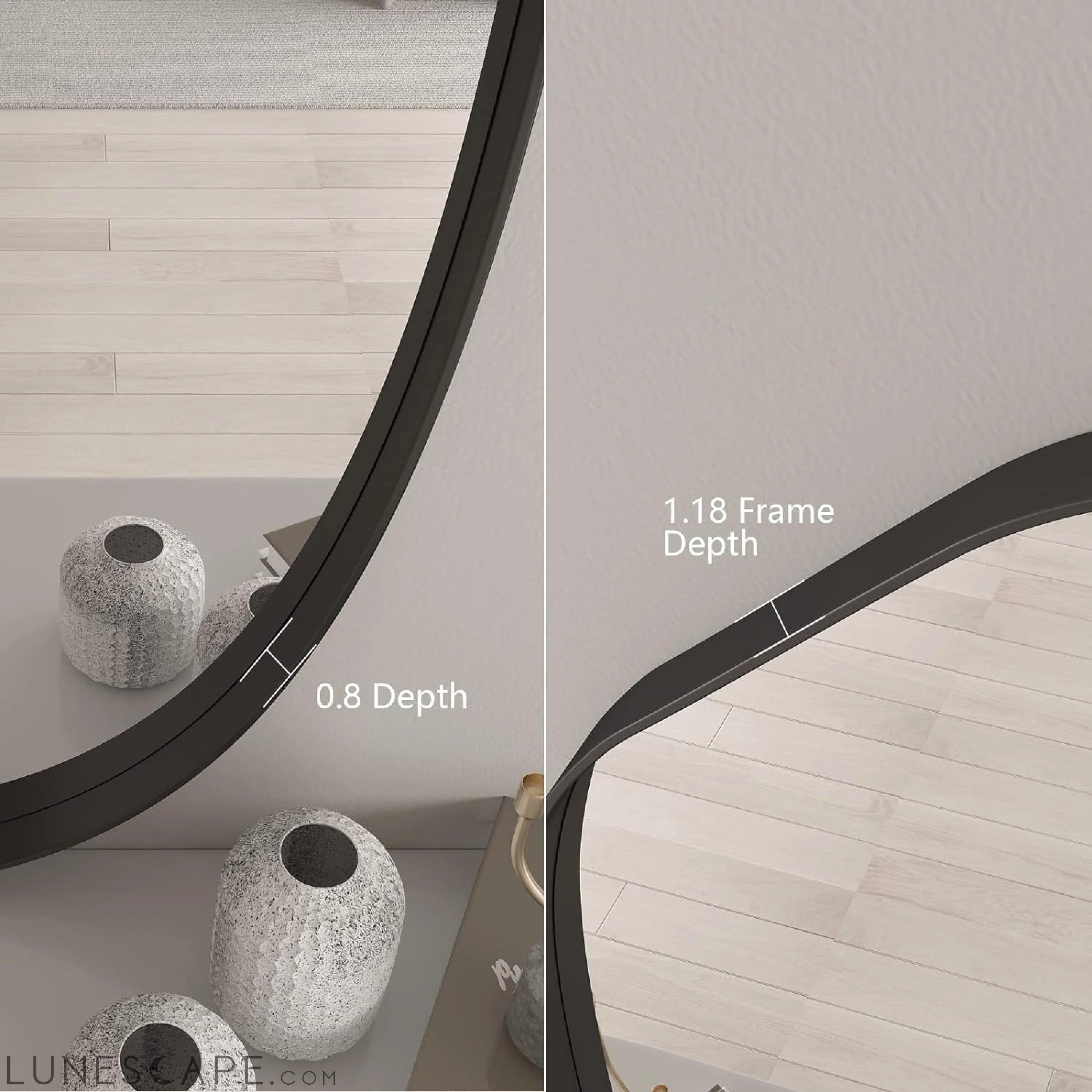 21X36 Irregular Wall Mirror, Black Asymmetrical Mirror for Wall, LUNESCAPE