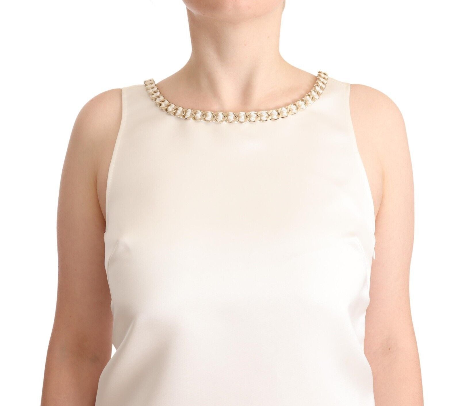 Elisabetta Franchi White Sleeveless Mini Shift Dress LUNESCAPE