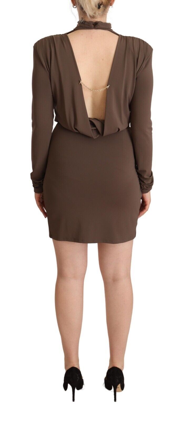 Patrizia Pepe Elegant Long Sleeve Mini Dress with Open Back LUNESCAPE