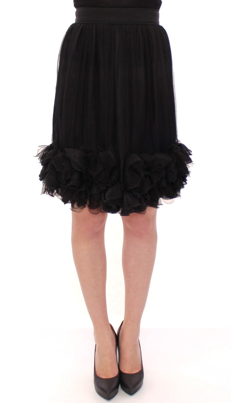 Dolce & Gabbana Black Silk Transparent Above Knees Skirt LUNESCAPE