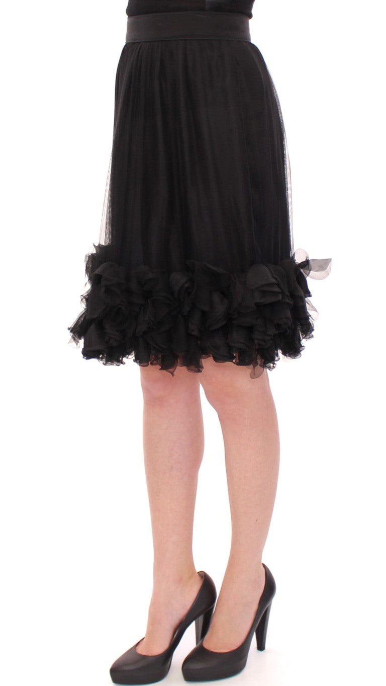 Dolce & Gabbana Black Silk Transparent Above Knees Skirt LUNESCAPE