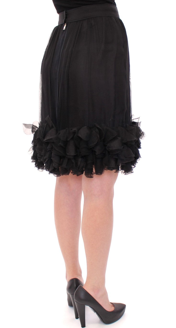 Dolce & Gabbana Black Silk Transparent Above Knees Skirt LUNESCAPE