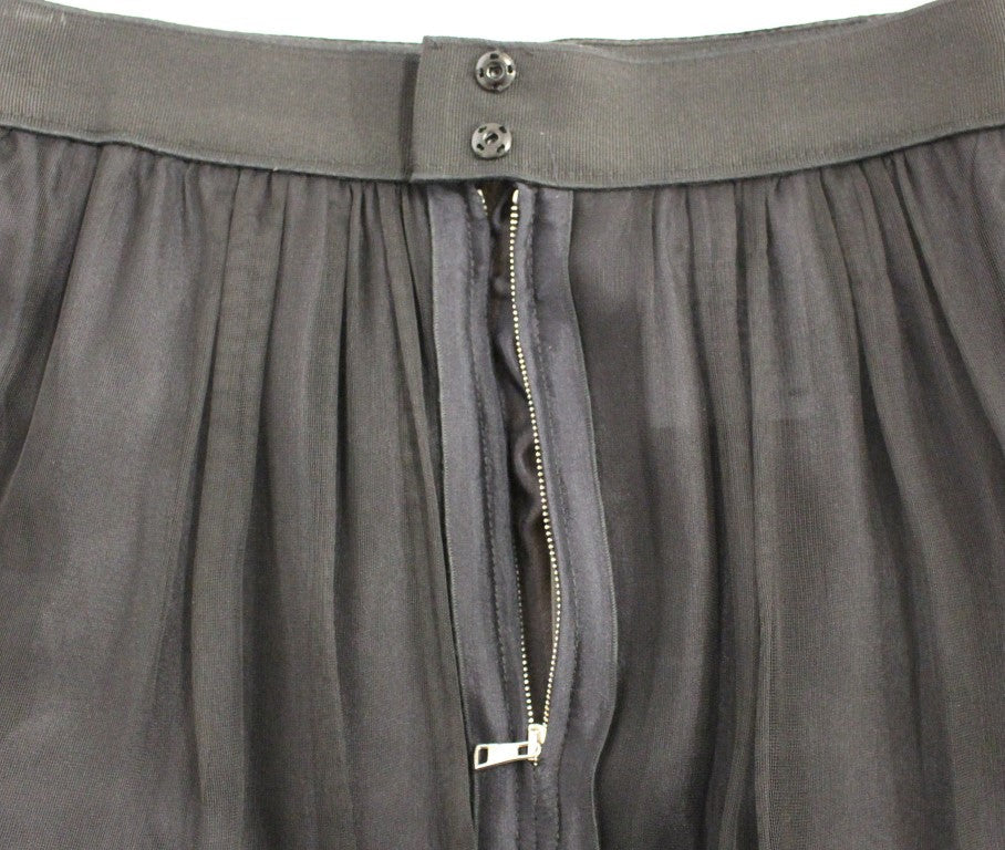 Dolce & Gabbana Black Silk Transparent Above Knees Skirt LUNESCAPE