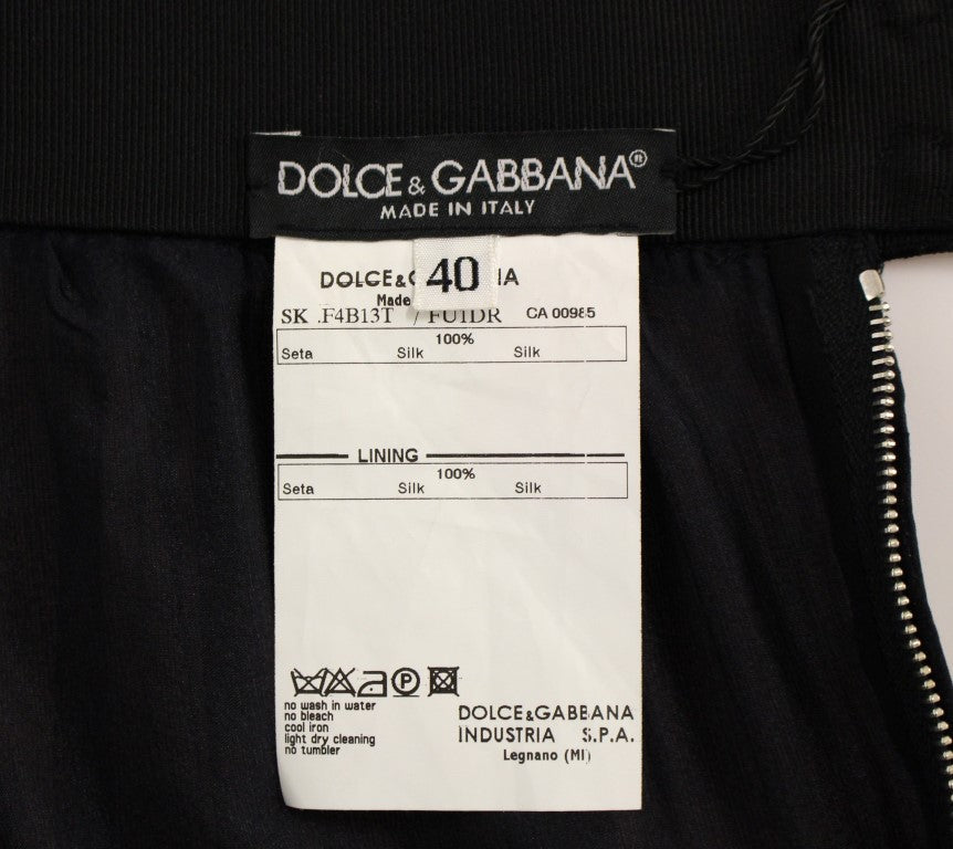 Dolce & Gabbana Black Silk Transparent Above Knees Skirt LUNESCAPE
