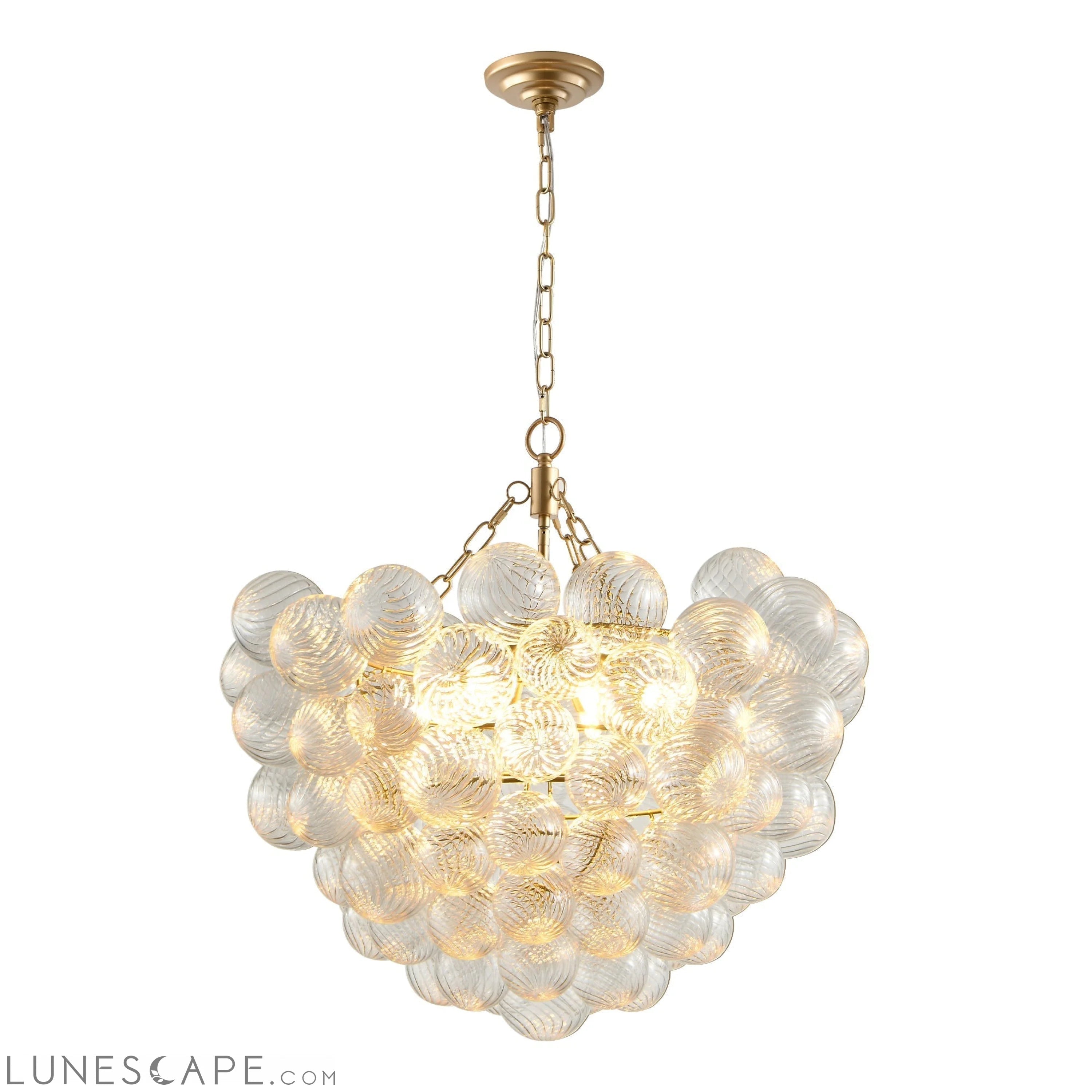 23.6-Inch Gold Pendant Light Chandelier with Threaded Clear Glass LUNESCAPE