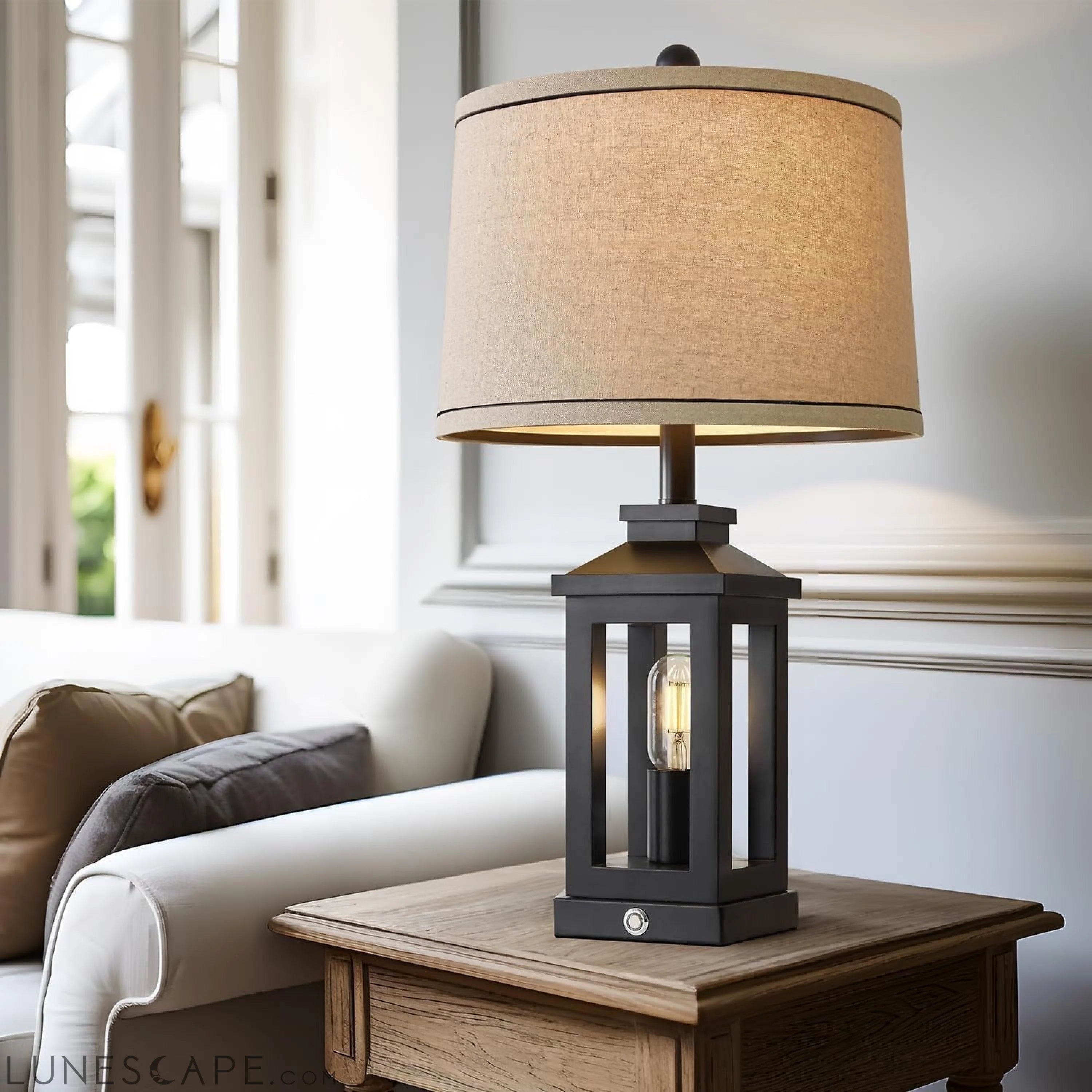 23.75" Retro Farmhouse Black Table Lamp for Living Room Bedroom LUNESCAPE