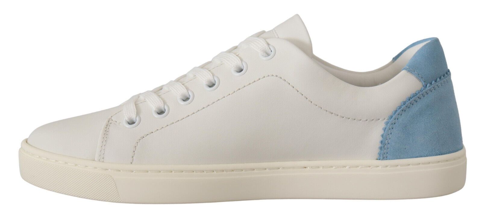 Dolce & Gabbana White Blue Leather Low Top Sneakers Shoes LUNESCAPE