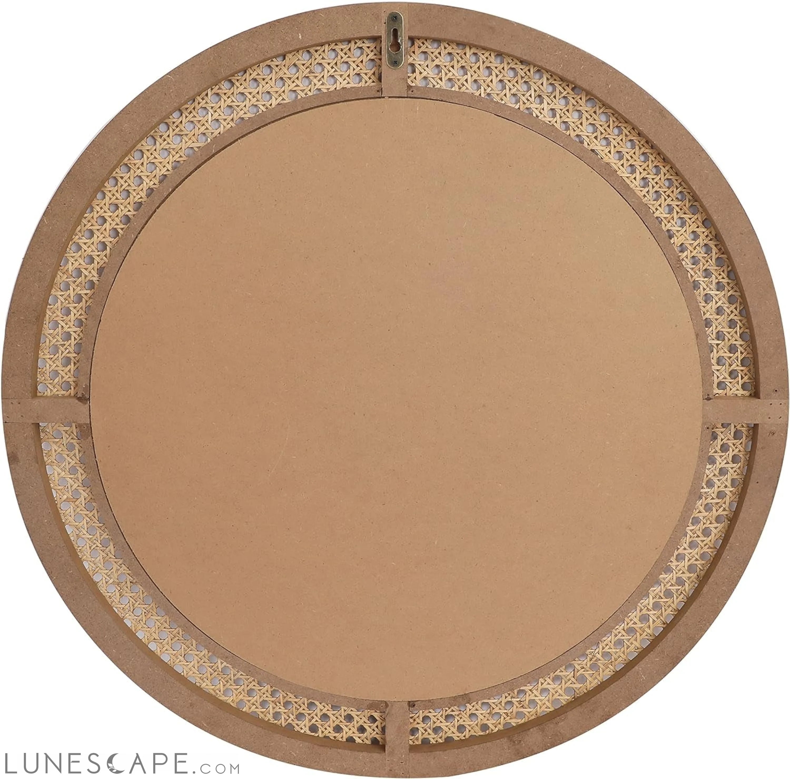 24-Inch Round Rattan Wall Mirror with Wooden Frame - Modern Boho Decor LUNESCAPE