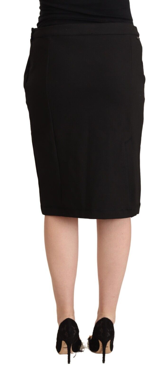 GF Ferre Chic Black Pencil Skirt Knee Length LUNESCAPE