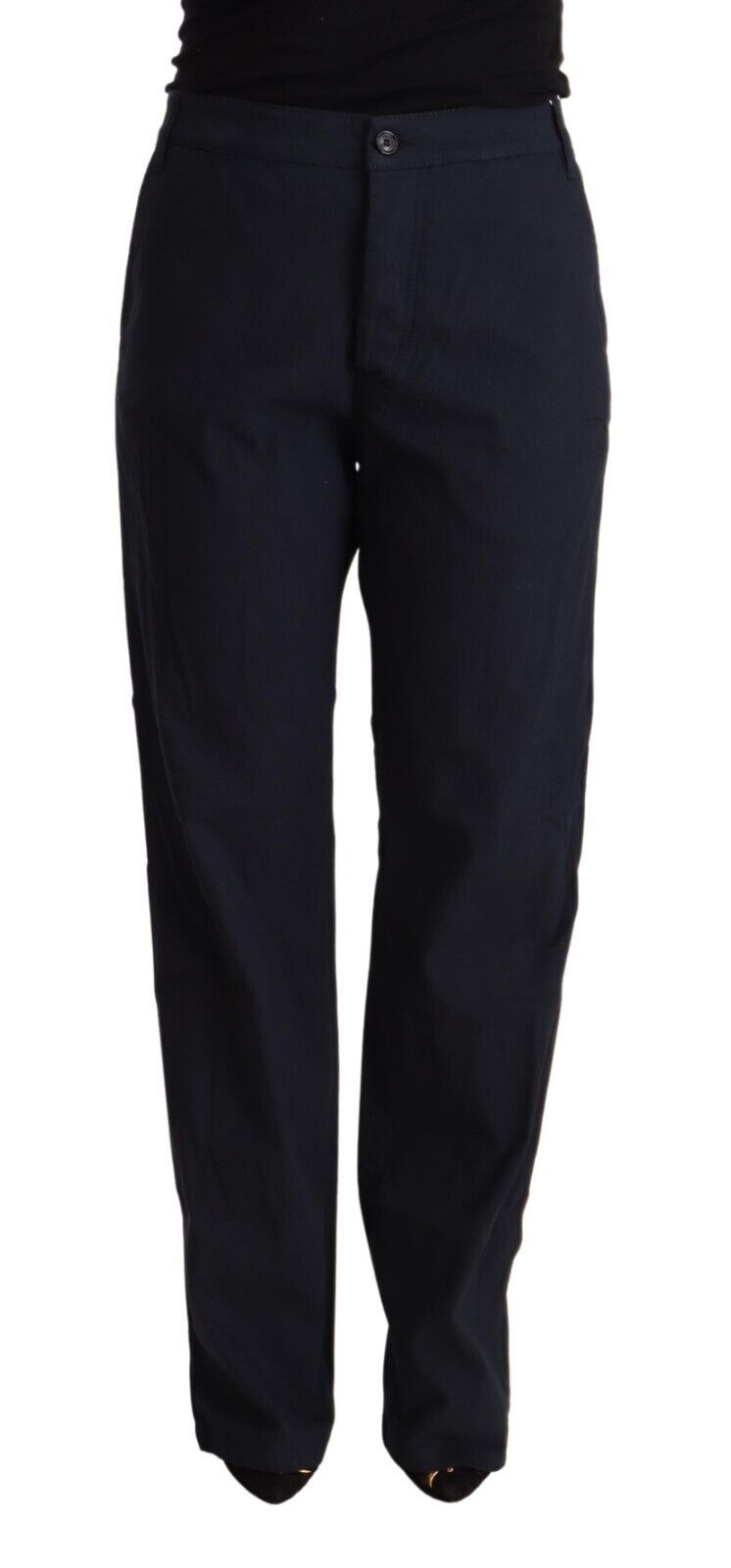 Exte Black High Waist Tapered Cotton Pants LUNESCAPE