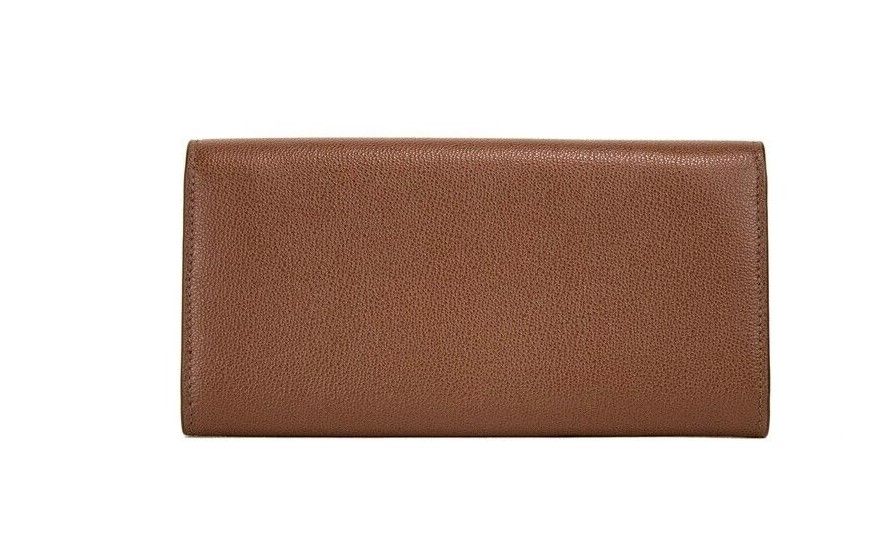 Burberry Porter Tan Grained Leather Embossed Continental Clutch Flap Wallet Brown LUNESCAPE
