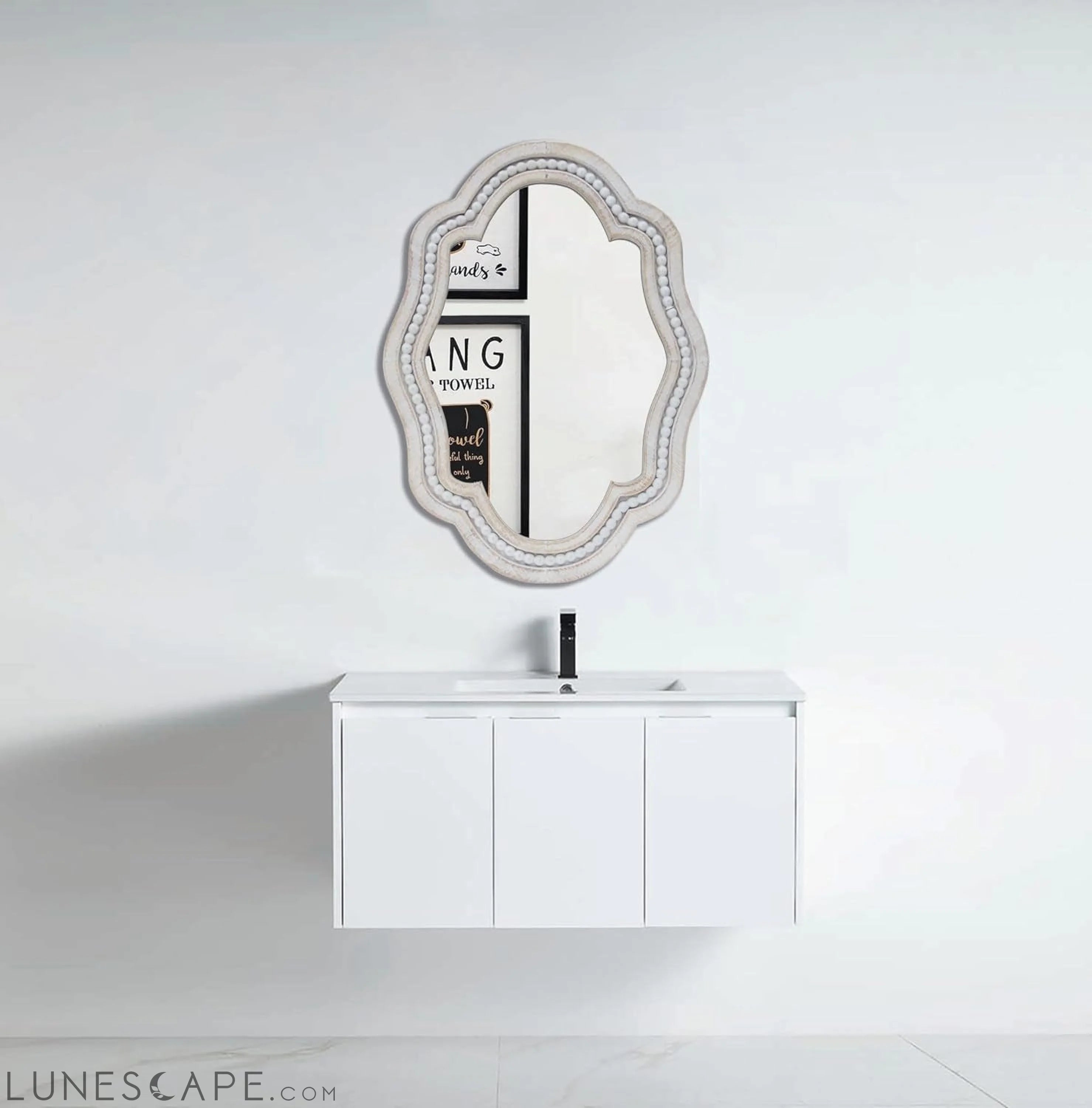 27 Tall Oval Vanity Decorative Wall Mirror with Beaded and Scalloped LUNESCAPE