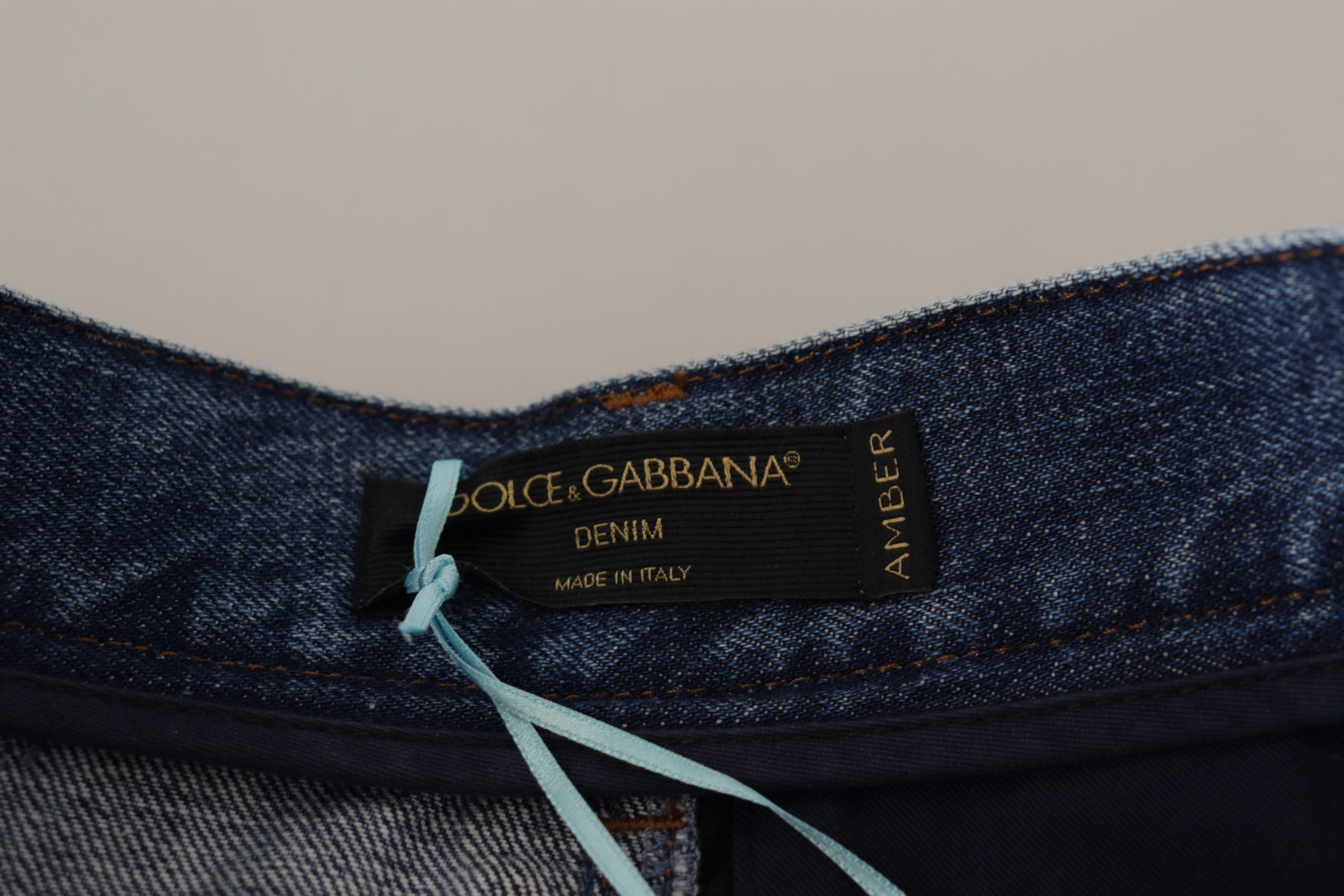 Dolce & Gabbana Blue Jeans Jacquard Majolica High Waist Pants LUNESCAPE