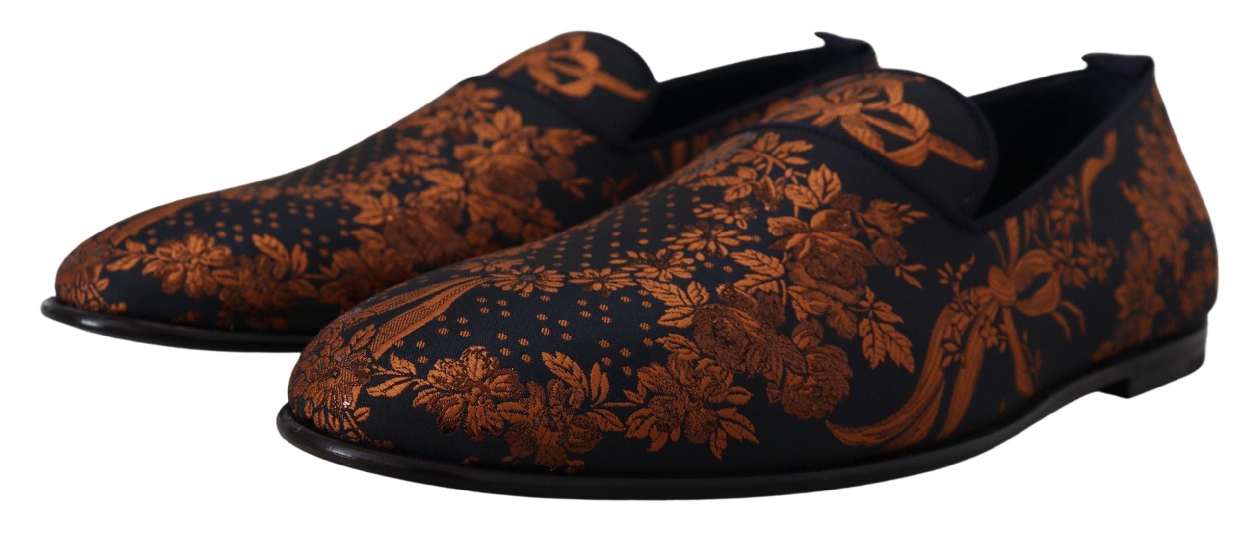 Dolce & Gabbana Blue Rust Floral Slippers Loafers Shoes LUNESCAPE
