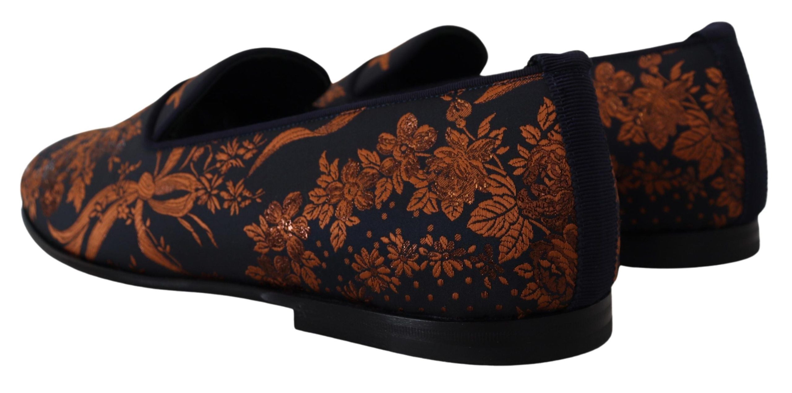 Dolce & Gabbana Blue Rust Floral Slippers Loafers Shoes LUNESCAPE