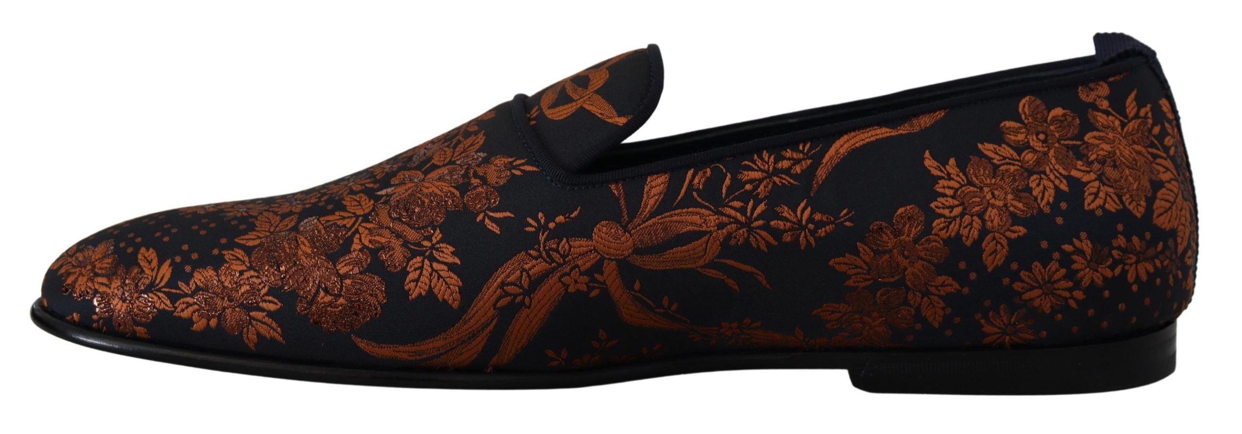 Dolce & Gabbana Blue Rust Floral Slippers Loafers Shoes LUNESCAPE