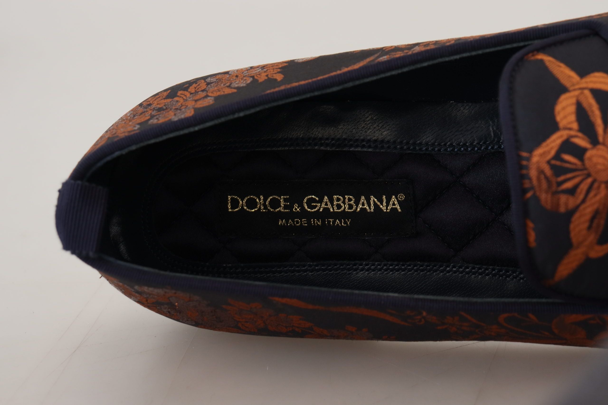 Dolce & Gabbana Blue Rust Floral Slippers Loafers Shoes LUNESCAPE