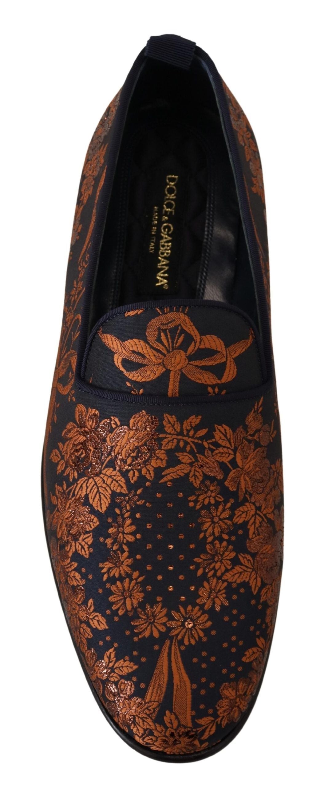 Dolce & Gabbana Blue Rust Floral Slippers Loafers Shoes LUNESCAPE