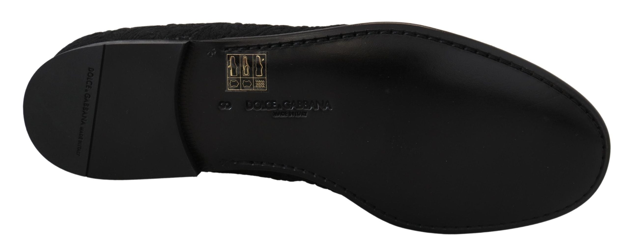 Dolce & Gabbana Black Floral Jacquard Slippers Loafers Shoes LUNESCAPE