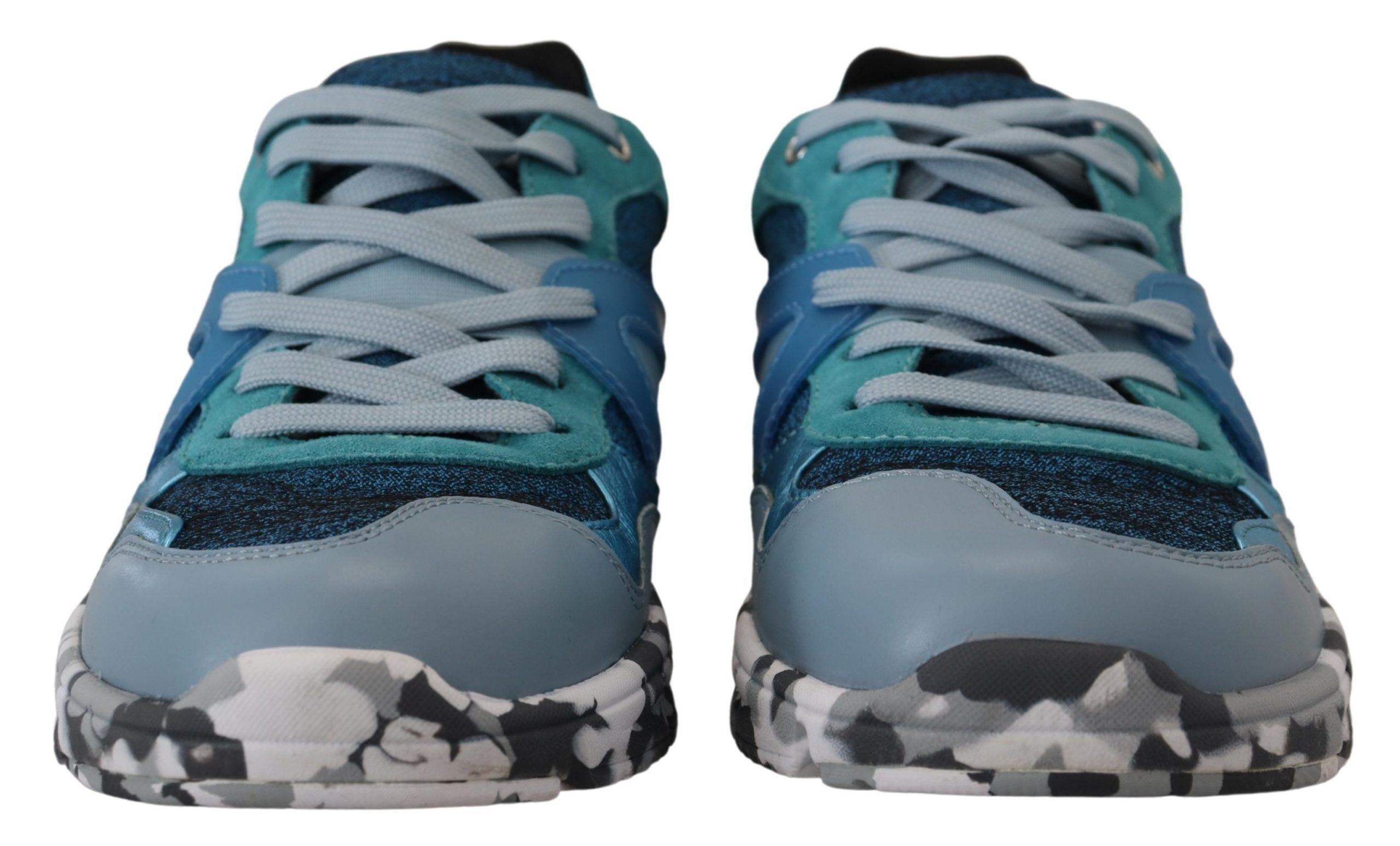 Dolce & Gabbana Blue Gray Leather Sport Low Top Sneakers LUNESCAPE