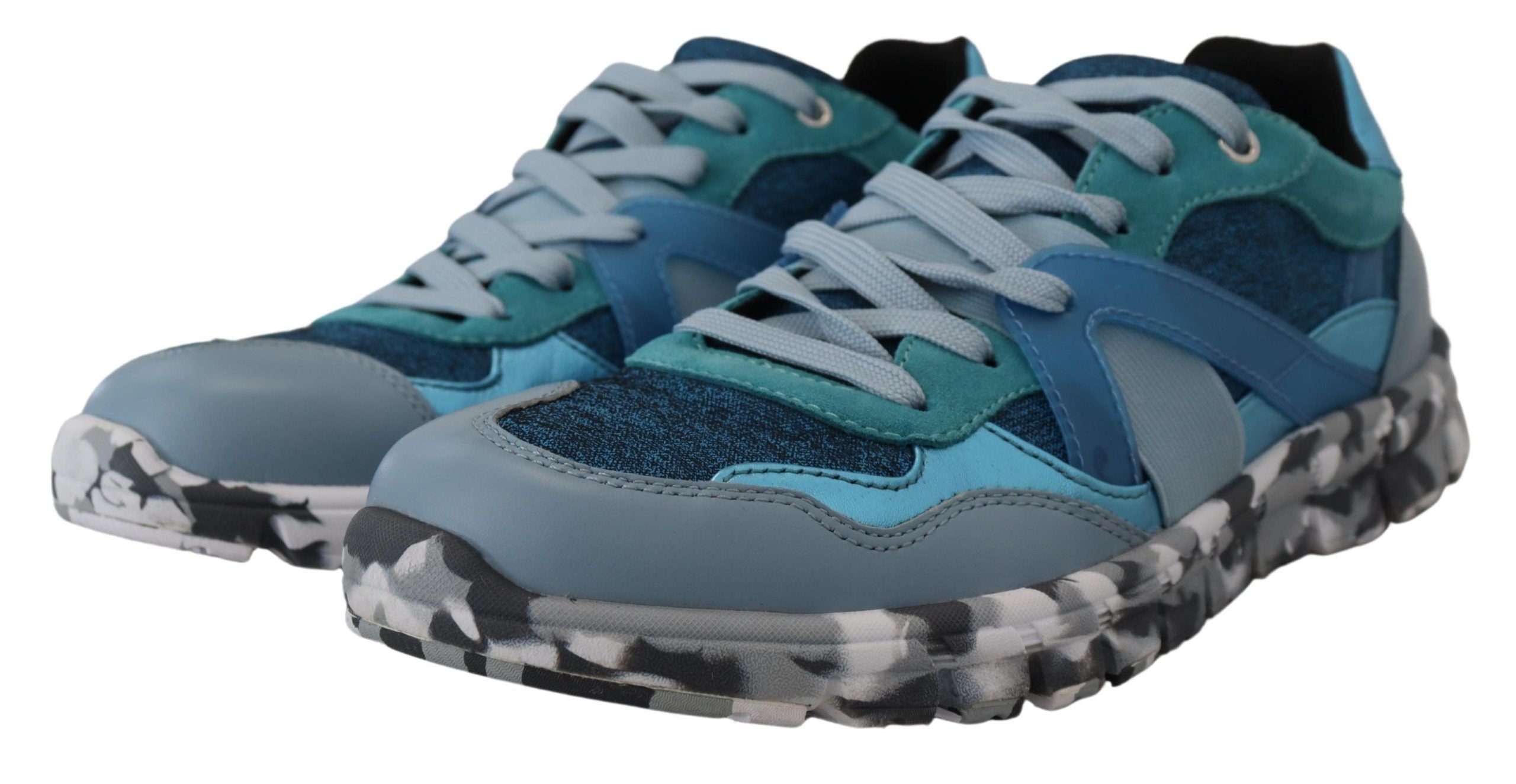 Dolce & Gabbana Blue Gray Leather Sport Low Top Sneakers LUNESCAPE