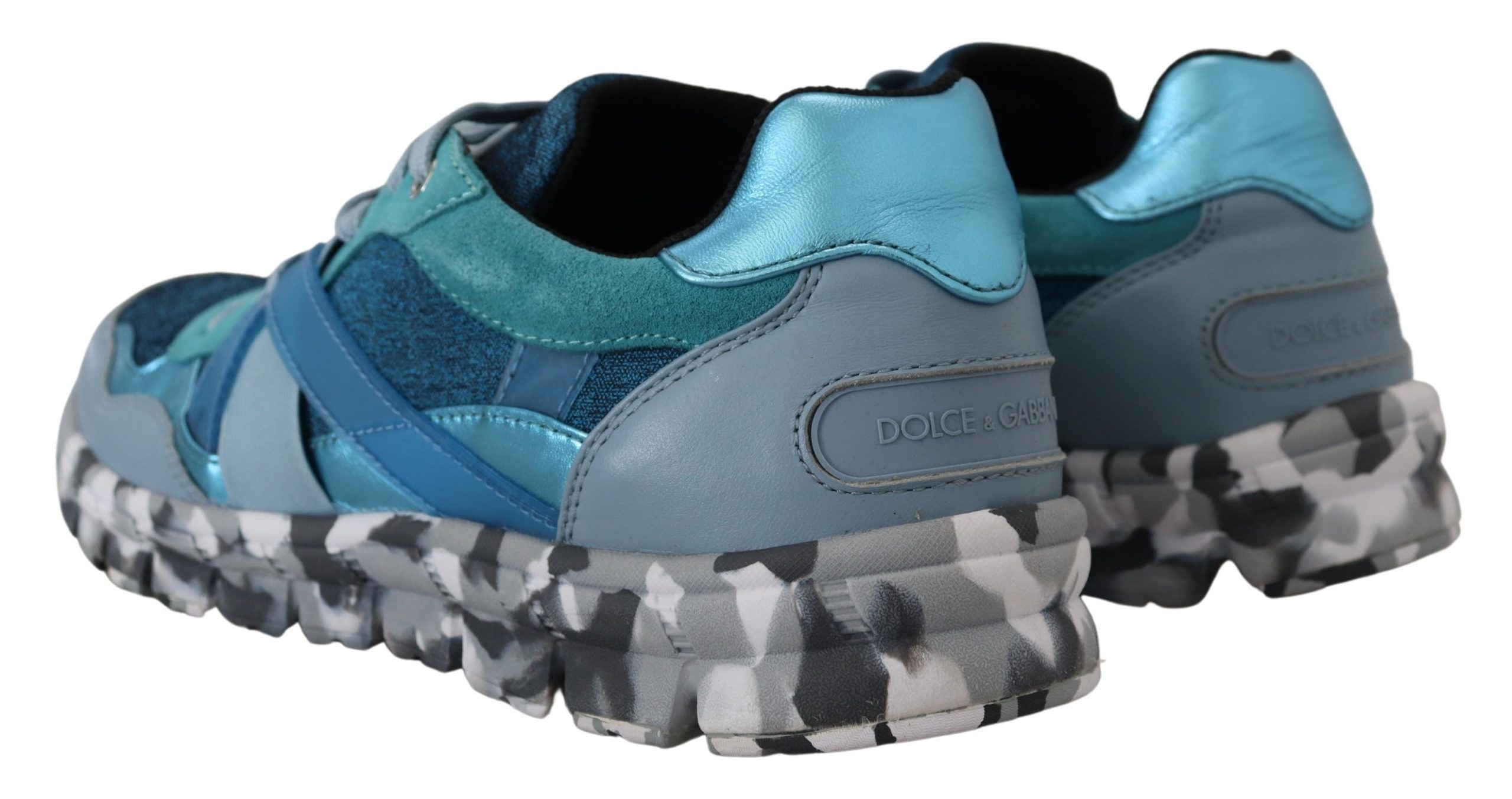 Dolce & Gabbana Blue Gray Leather Sport Low Top Sneakers LUNESCAPE