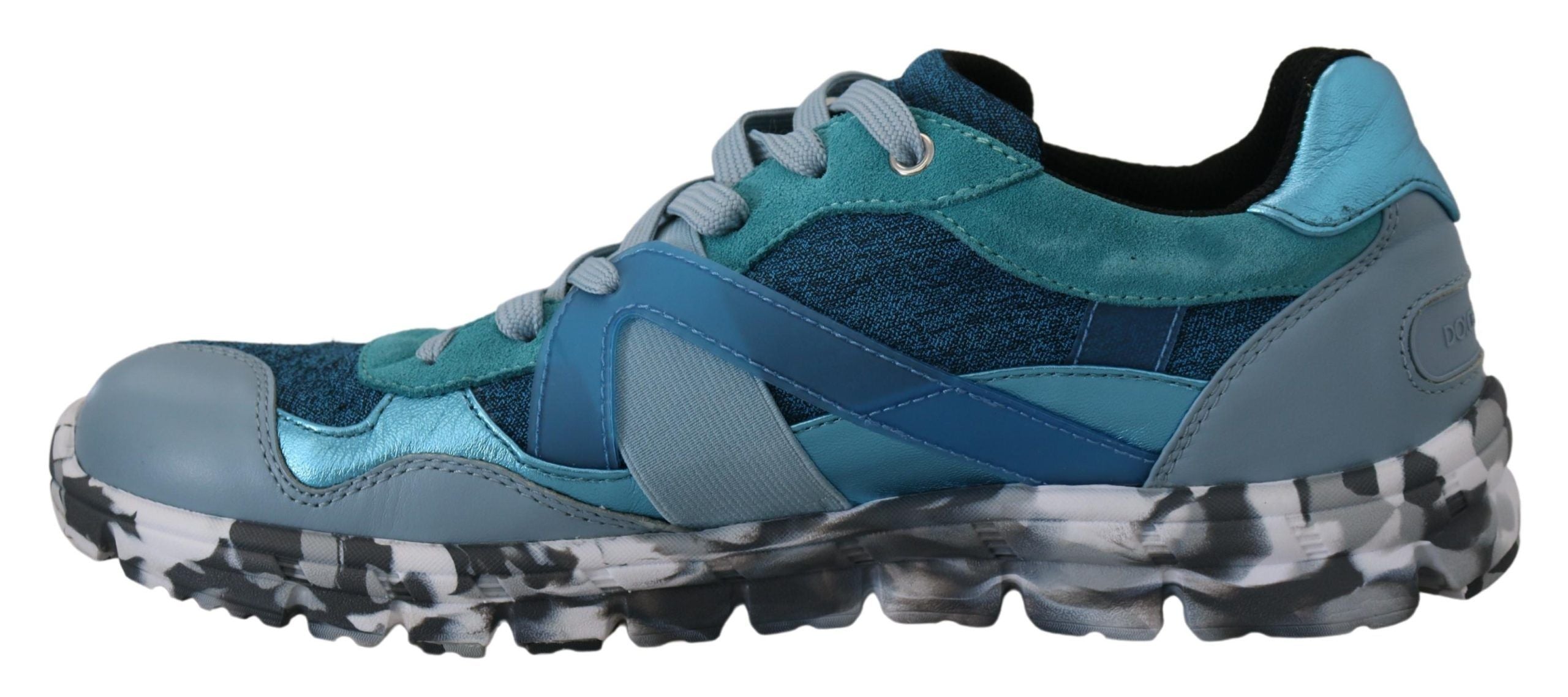 Dolce & Gabbana Blue Gray Leather Sport Low Top Sneakers LUNESCAPE